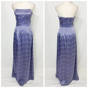 Jessica McClintock Purple Strapless Gown with floral embroidery design for Prom